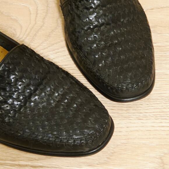 🔴SOLD🔴Giorgio Brutini Le Glove Black Woven Leather Dress Shoes Loafer - Picture 8 of 9